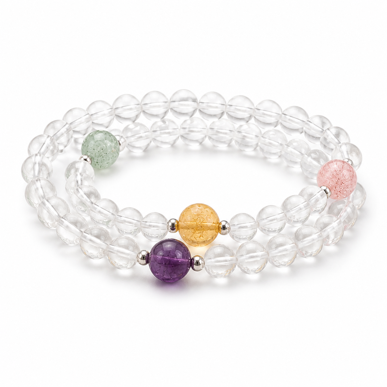 Multicolor crystal bracelet on a white background
