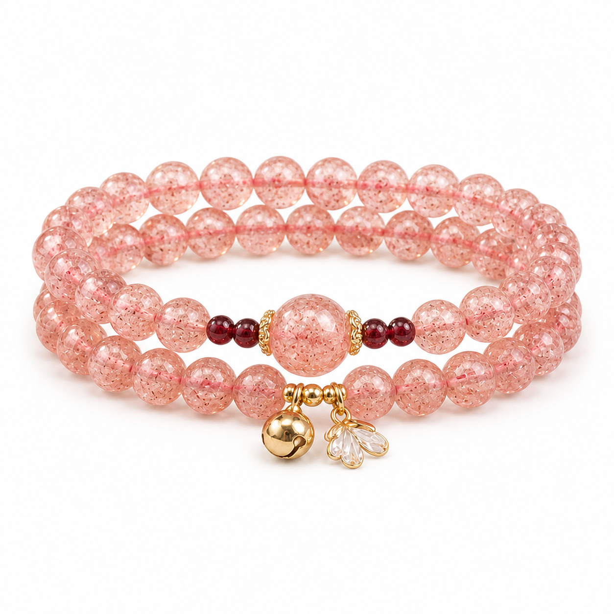 Pink crystal bracelet on a white background