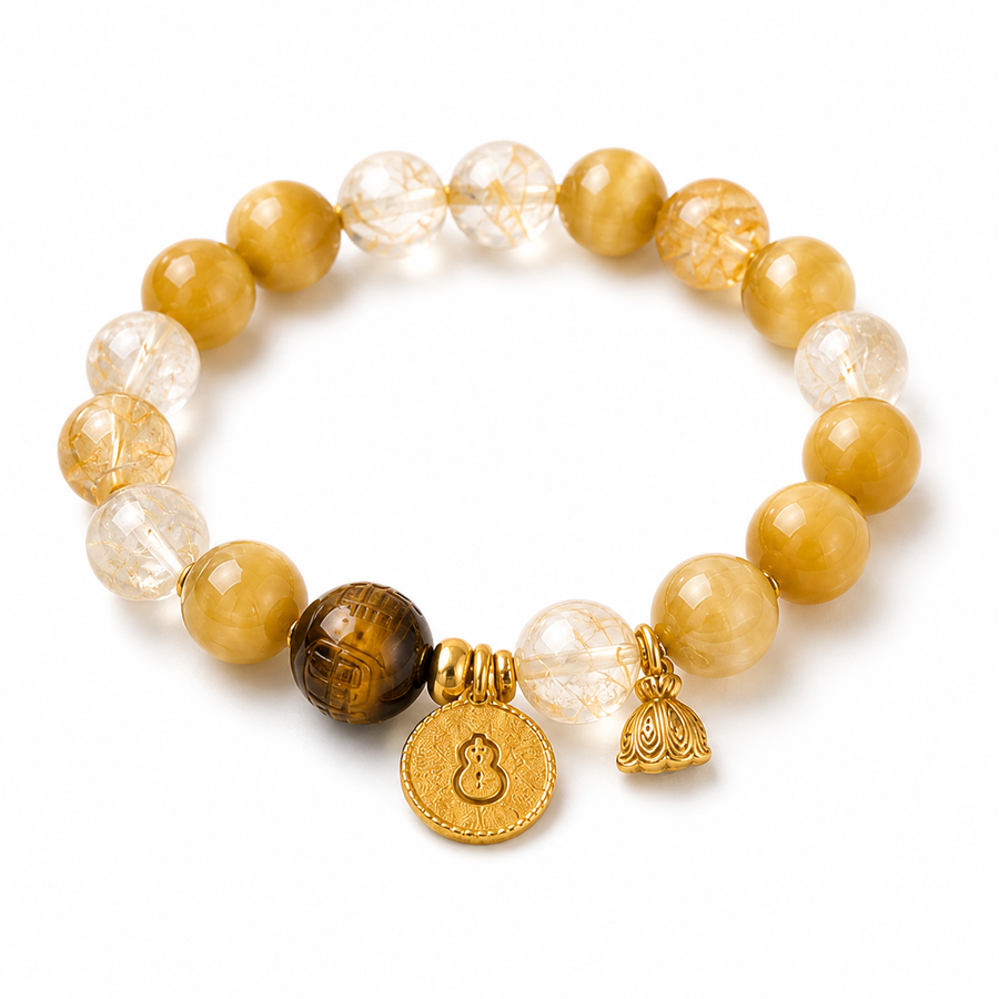 Cat’s-Eye & Rutilated Quartz Bracelet for Good Fortune