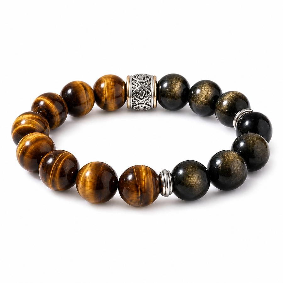 Brown-Gold Crystal Bracelet for Focus & Protection