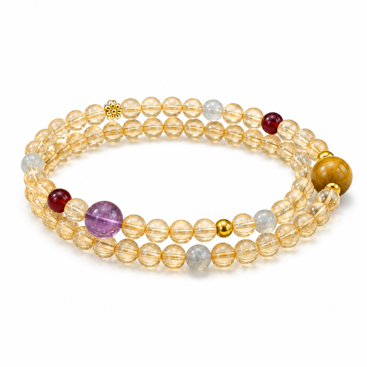 Mixed crystal bracelet on a white background