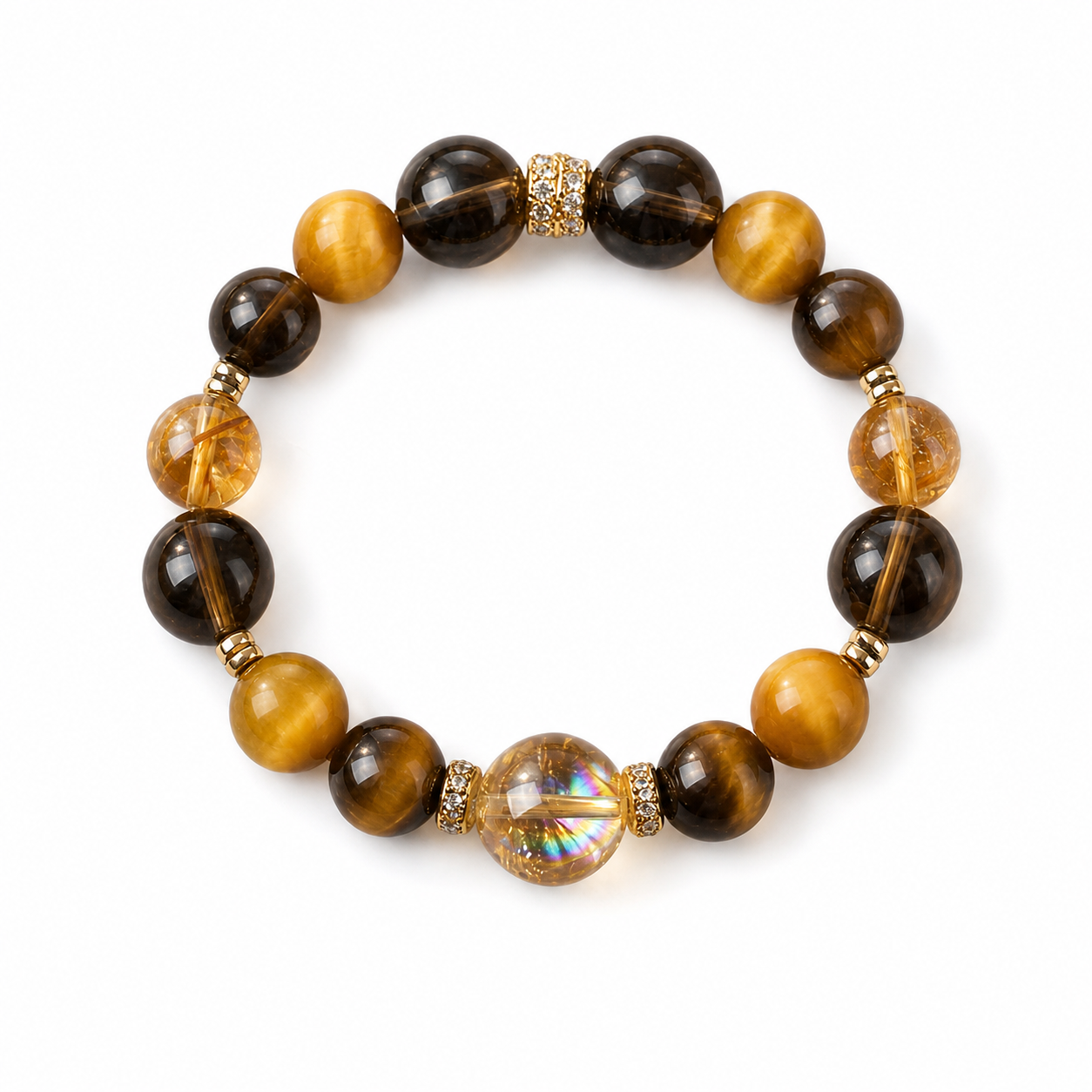 Tiger eye crystal bracelet on a white background
