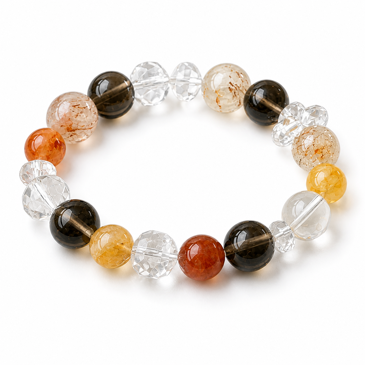 Smoky quartz bracelet on a white background
