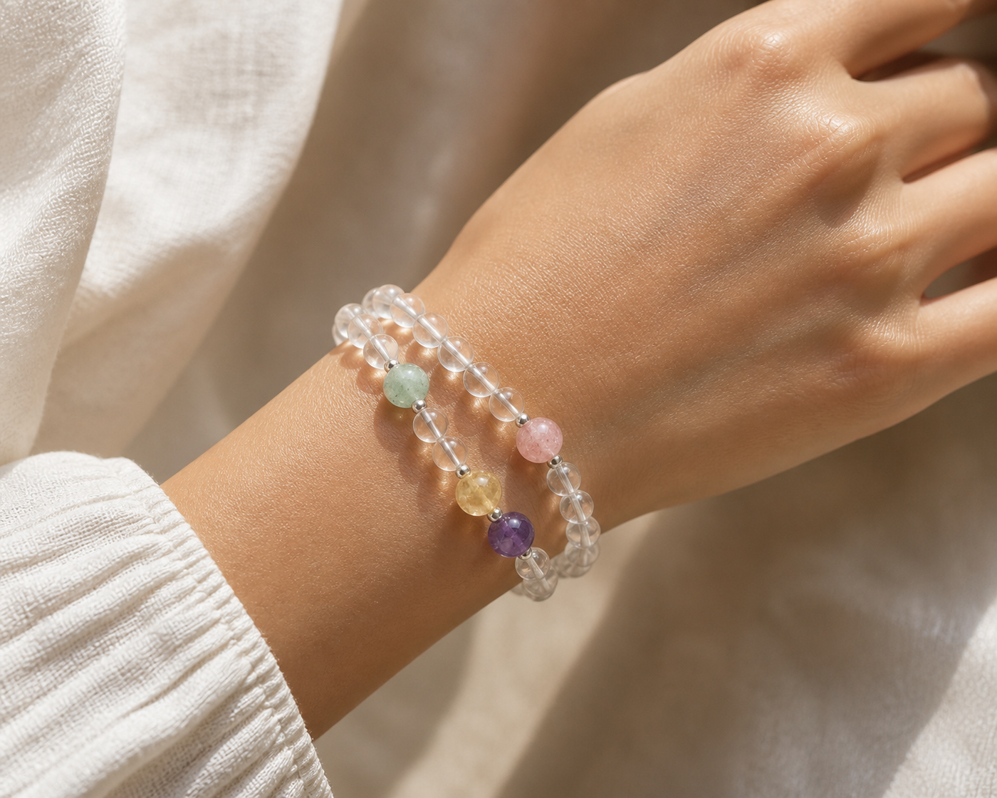 Multicolor crystal bracelet crystal bead close-up