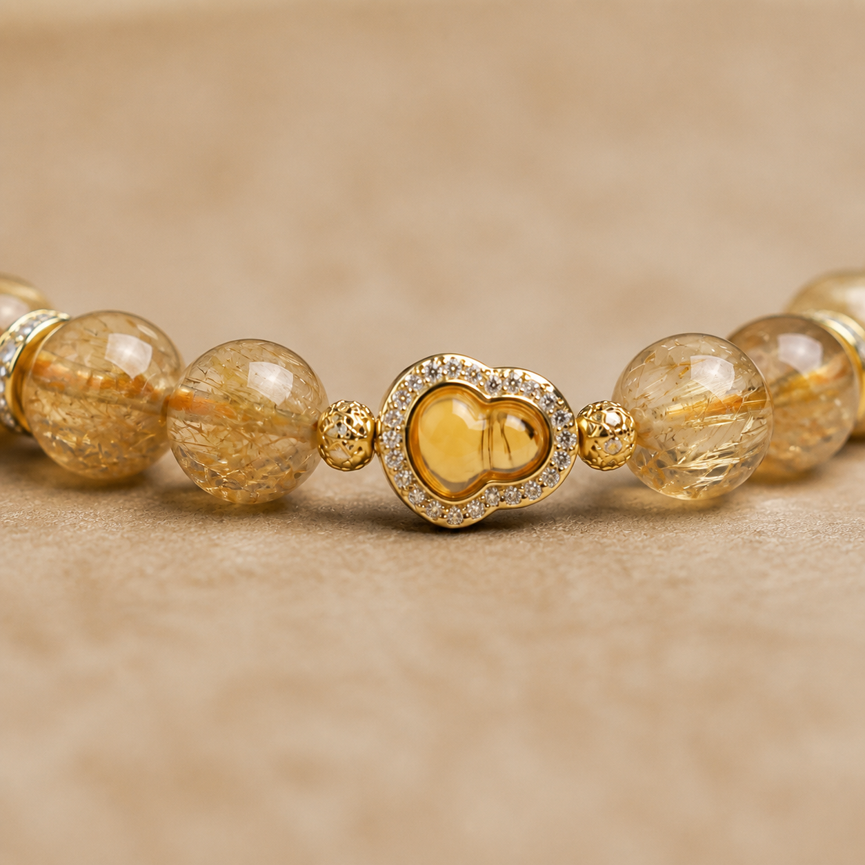 Yellow crystal bracelet worn in a lifestyle setting