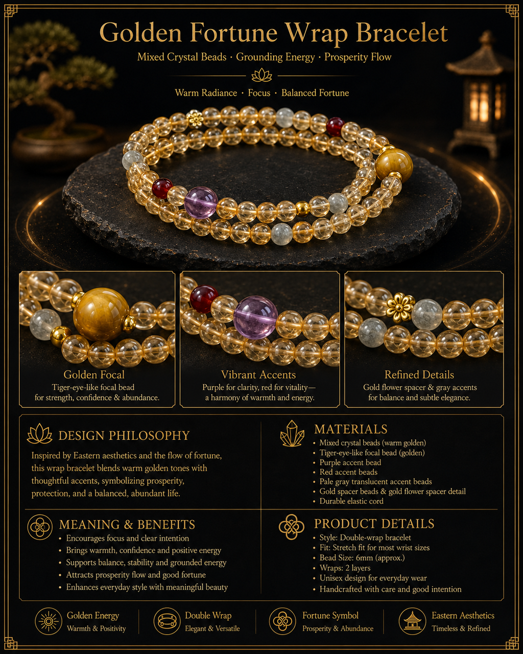 Golden Fortune Wrap Bracelet