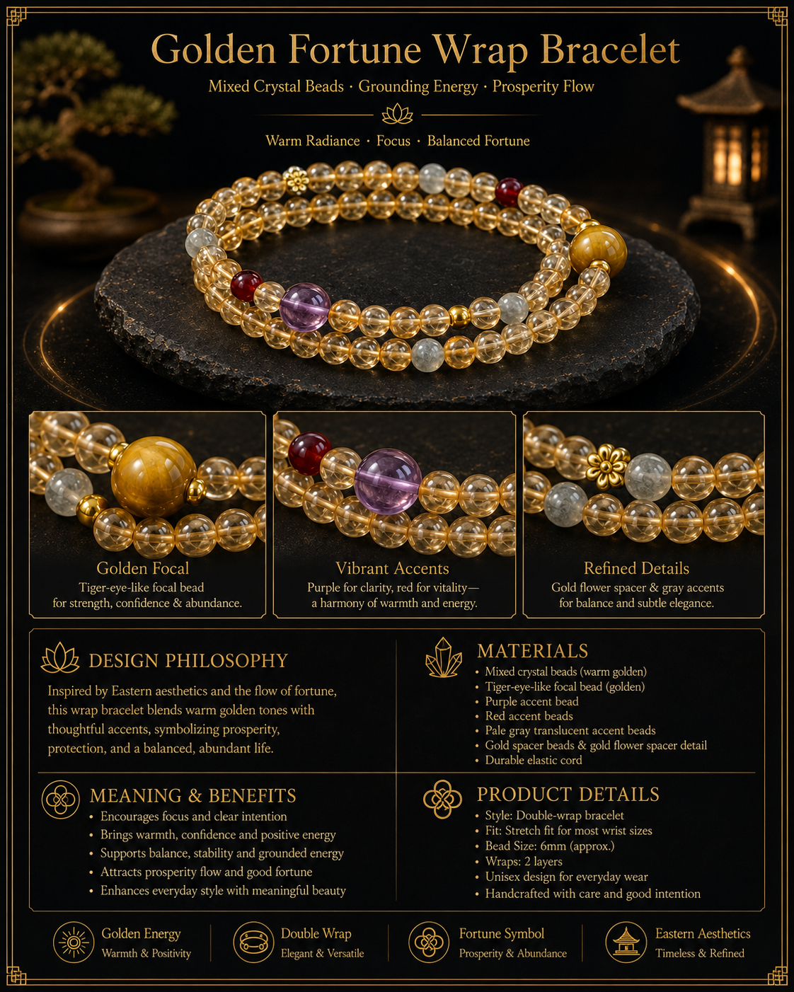 Golden Fortune Wrap Bracelet