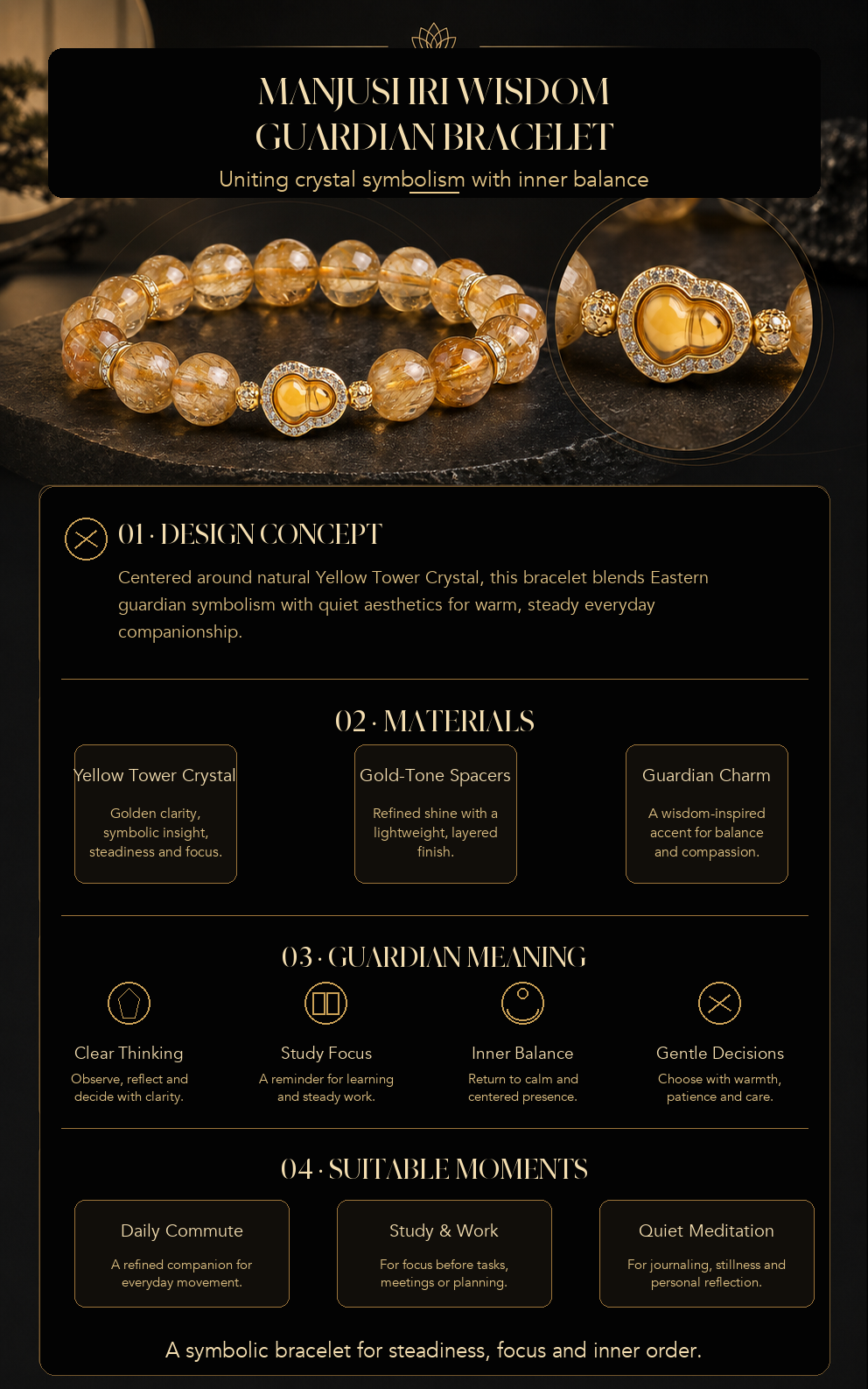 Golden Guardian Bracelet - Yellow Tower Crystal