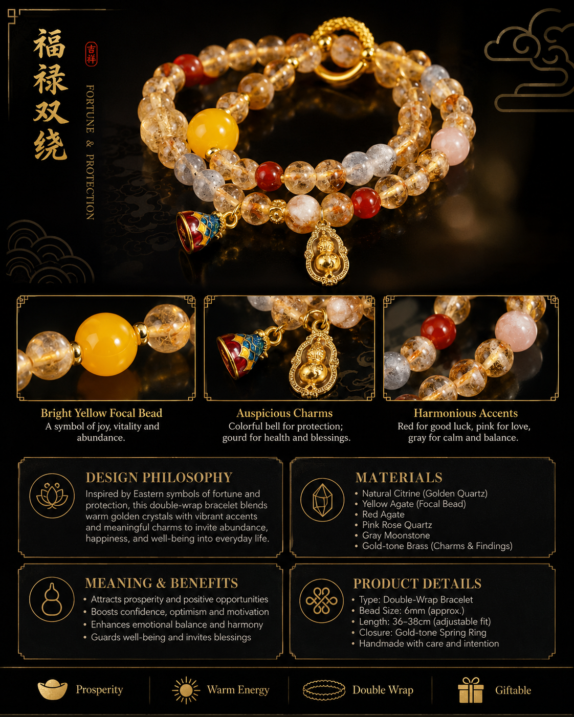 Golden Prosperity Wrap Bracelet