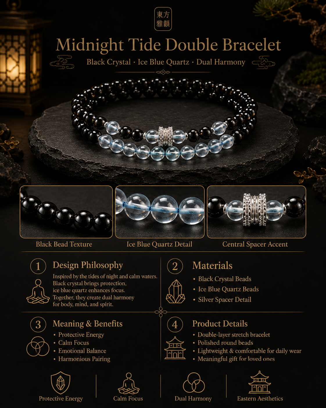 Midnight Tide Double Bracelet
